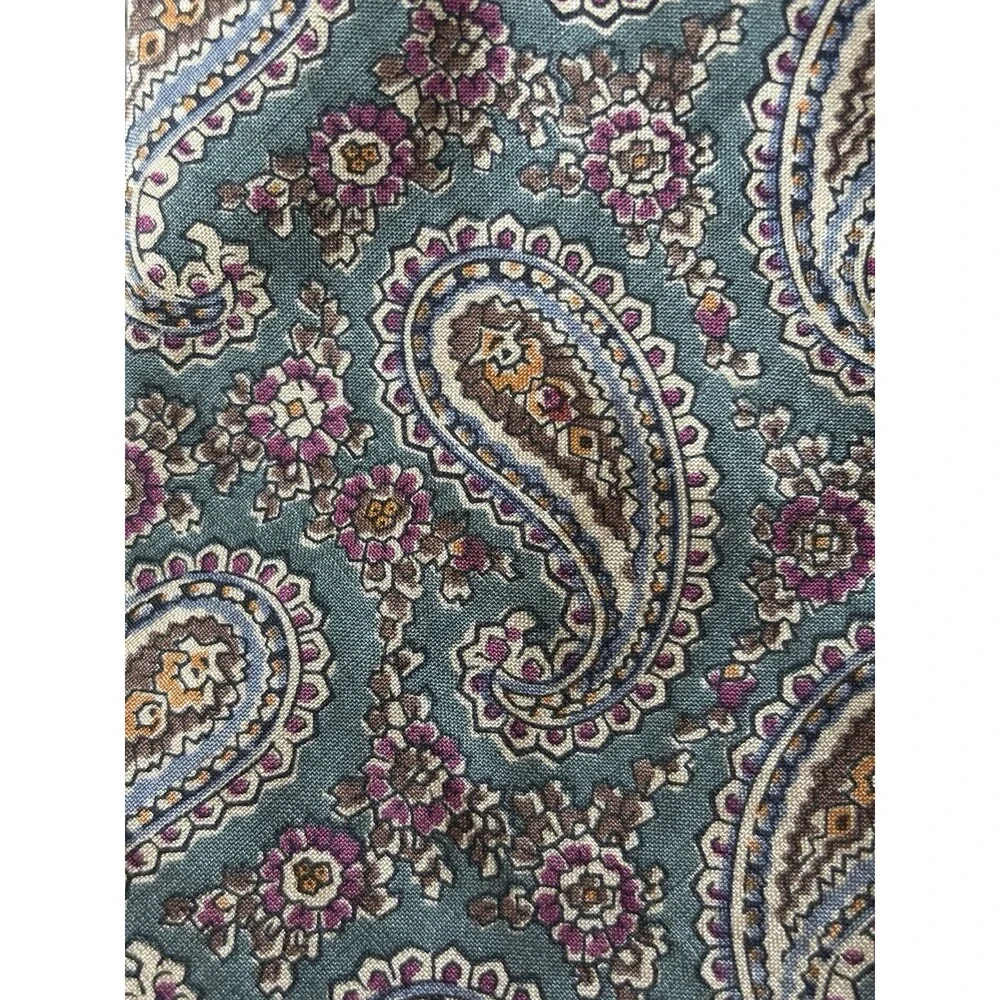 Vintage Saks Fifth Avenue‎ Mens 100% Silk Tie Paisley Red Green Gold Orange